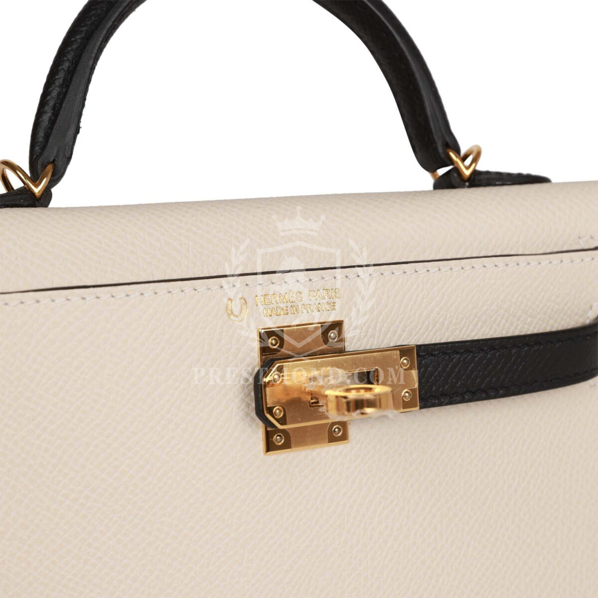 Hermes Special Order (HSS) Kelly Sellier 20 Craie and Black Epsom GHW — изображение 7
