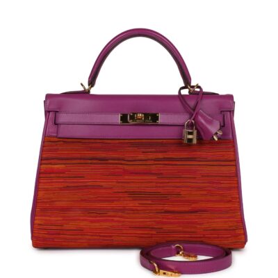 Vintage Hermes Kelly Retourne 32 Vibrato Cyclamen Box GHW