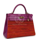 Vintage Hermes Kelly Retourne 32 Vibrato Cyclamen Box GHW