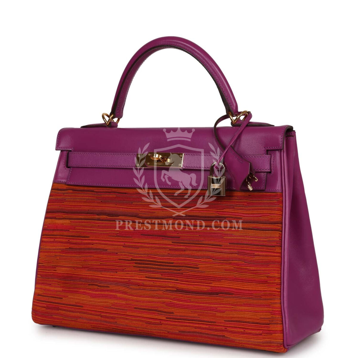 Vintage Hermes Kelly Retourne 32 Vibrato Cyclamen Box GHW — изображение 5