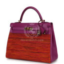Vintage Hermes Kelly Retourne 32 Vibrato Cyclamen Box GHW