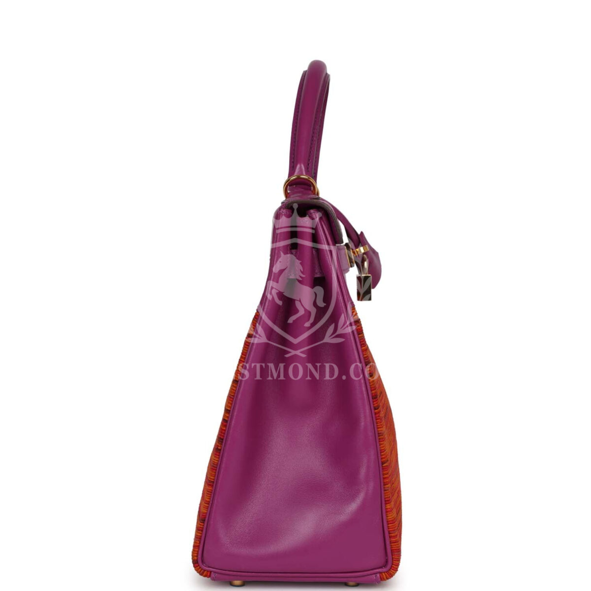 Vintage Hermes Kelly Retourne 32 Vibrato Cyclamen Box GHW — изображение 3