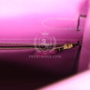 Vintage Hermes Kelly Retourne 32 Vibrato Cyclamen Box GHW