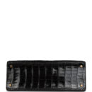 Vintage Hermes Kelly Sellier 32 Black Shiny Porosus Crocodile GHW