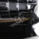 Vintage Hermes Kelly Sellier 32 Black Shiny Porosus Crocodile GHW