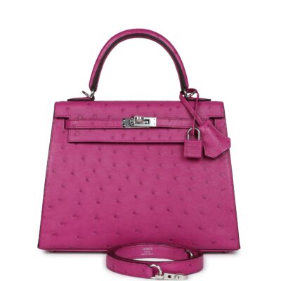 Hermes Kelly Sellier 25 Rose Pourpre Ostrich PHW