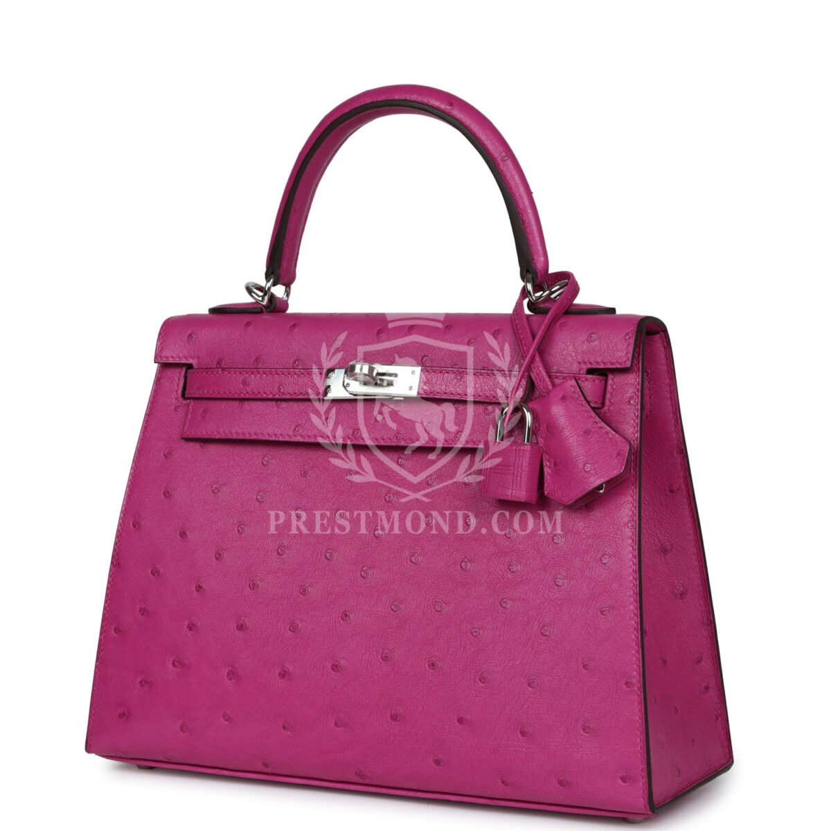 Hermes Kelly Sellier 25 Rose Pourpre Ostrich PHW — изображение 5