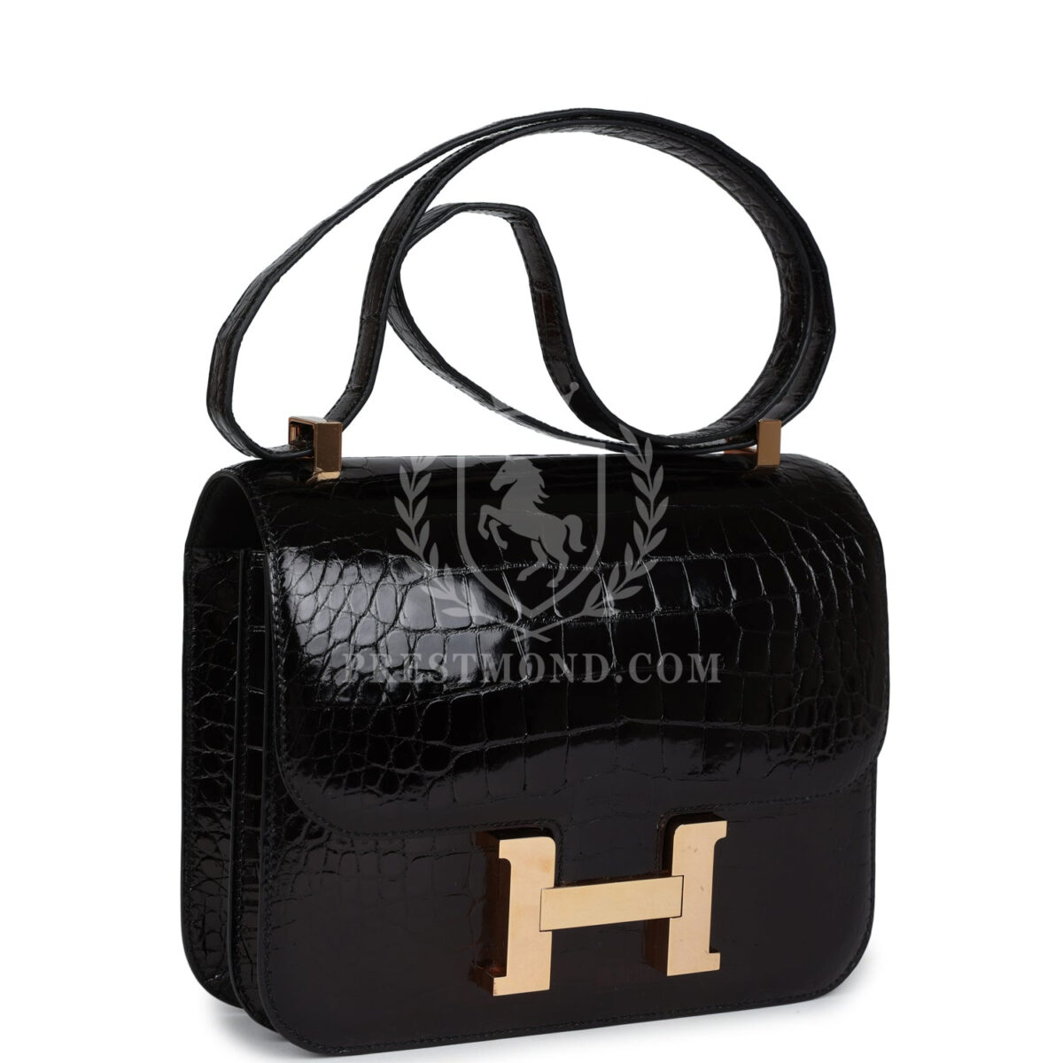 Hermes Constance 24 Black Shiny Alligator Rose GHW — изображение 2