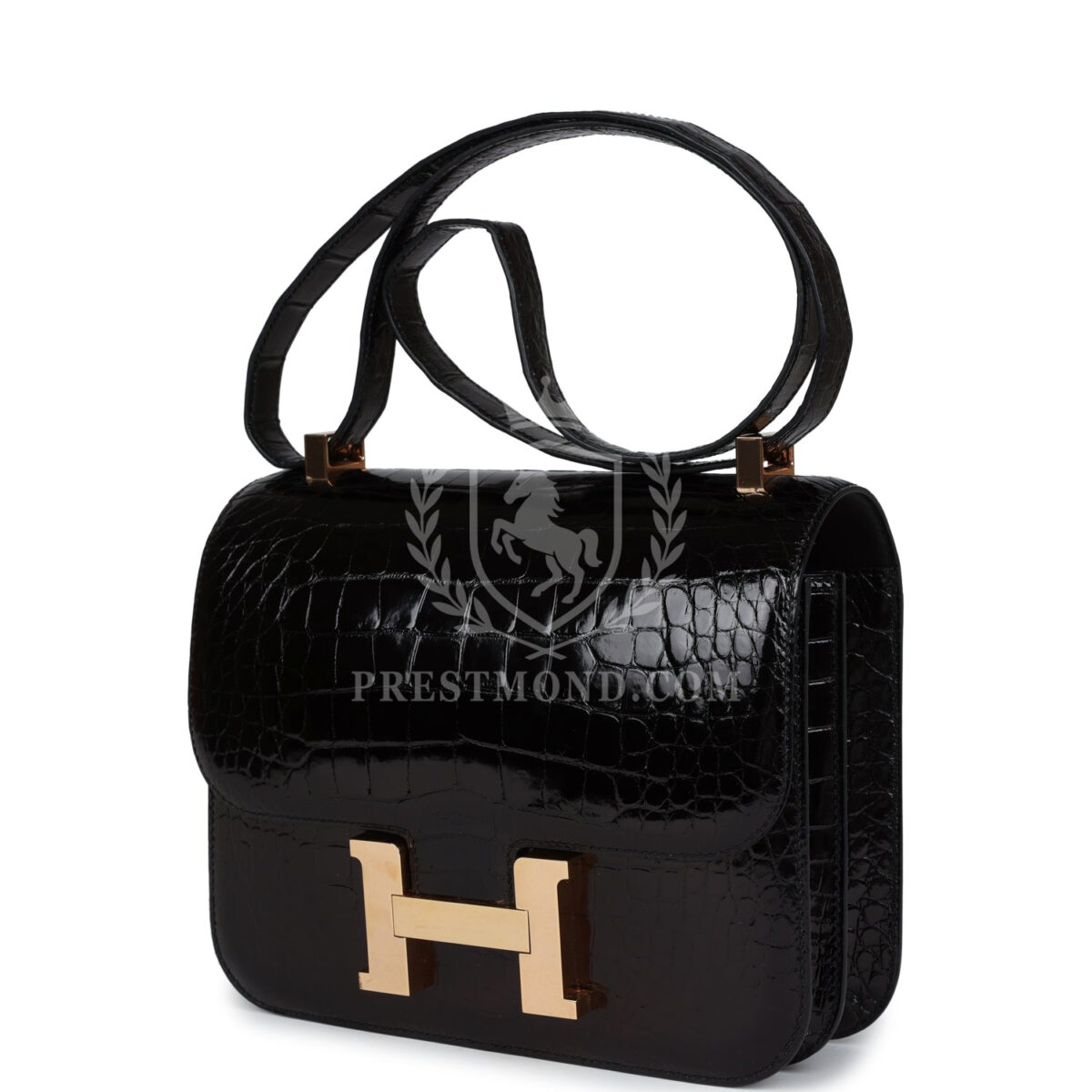 Hermes Constance 24 Black Shiny Alligator Rose GHW — изображение 5