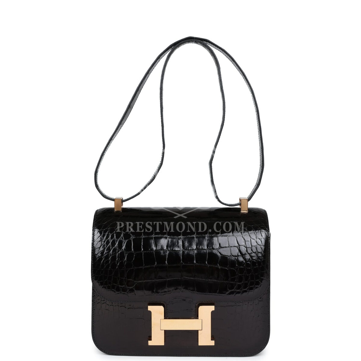 Hermes Constance 24 Black Shiny Alligator Rose GHW — изображение 7