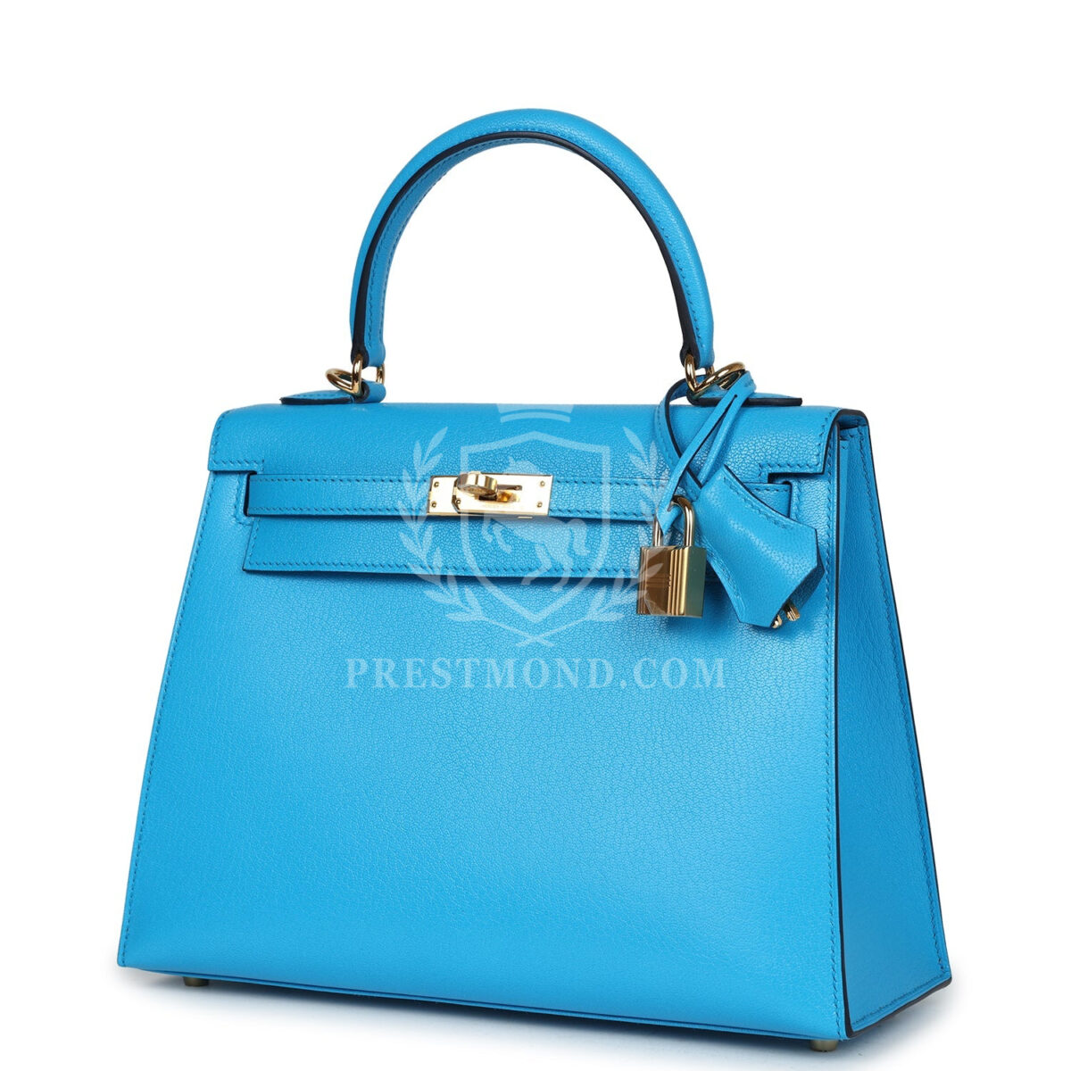 Hermes Kelly Sellier 25 Bleu Frida Chevre GHW — изображение 5