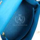 Hermes Kelly Sellier 25 Bleu Frida Chevre GHW