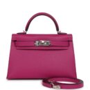 Hermes Special Order (HSS) Kelly Sellier 20 Rose Pourpre Verso Epsom PHW