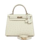Hermes Special Order (HSS) Kelly Sellier 25 Nata Verso Ostrich PBHW