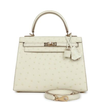 Hermes Special Order (HSS) Kelly Sellier 25 Nata Verso Ostrich PBHW