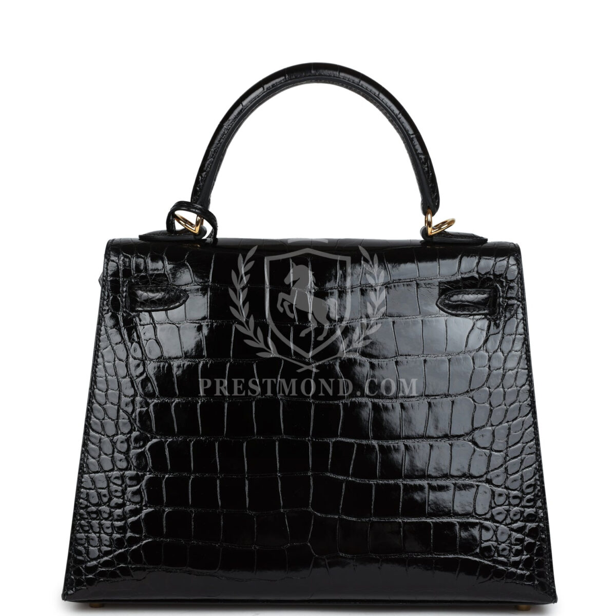 Hermes Kelly Sellier 25 Black Shiny Alligator GHW — изображение 4