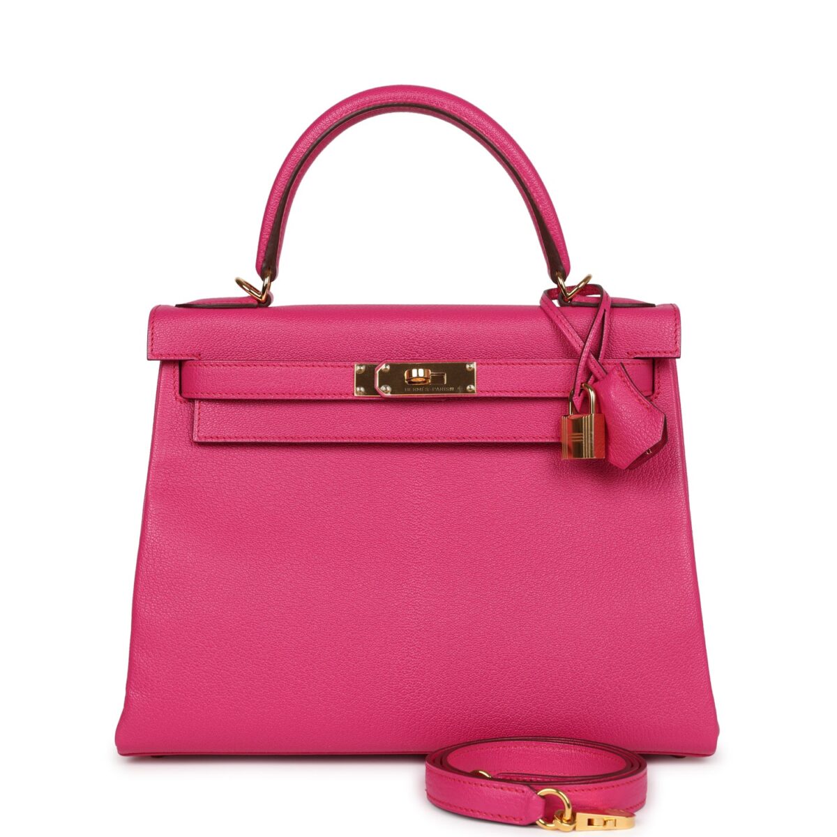 Hermes Kelly Retourne 28 Rose Shocking Chevre GHW