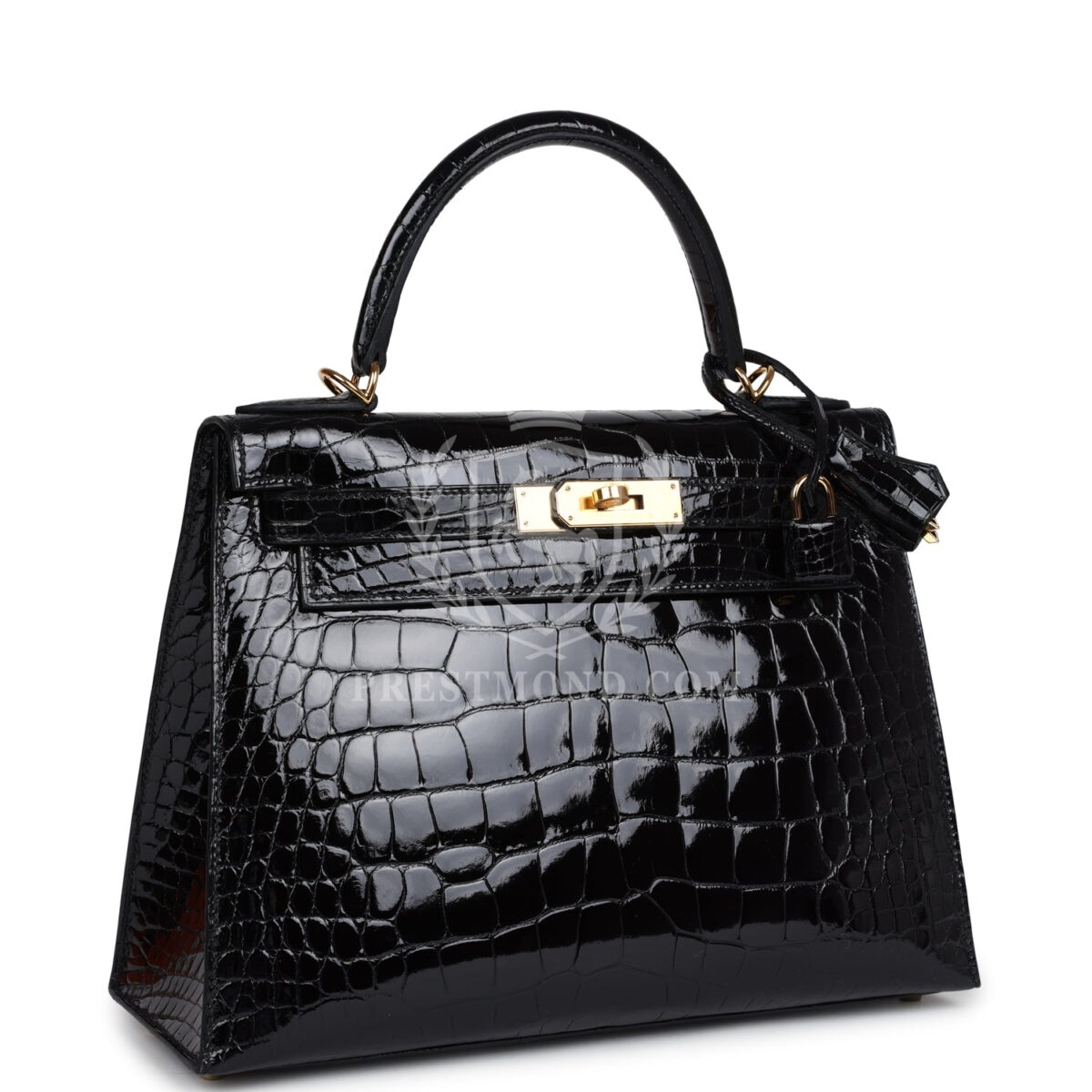 Hermes Kelly Sellier 28 Black Shiny Alligator GHW — изображение 2