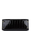Hermes Kelly Sellier 28 Black Shiny Alligator GHW