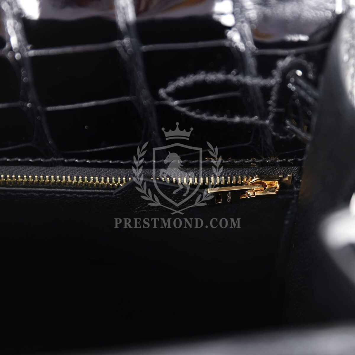Hermes Kelly Sellier 28 Black Shiny Alligator GHW — изображение 9