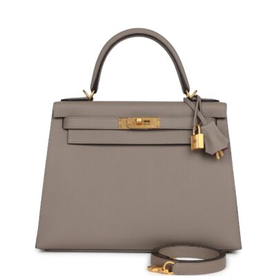 Hermes Special Order (HSS) Kelly Sellier 28 Gris Asphalte Verso Epsom Brushed GHW