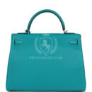 Hermes Kelly Retourne 32 Bleu Paon Clemence PHW
