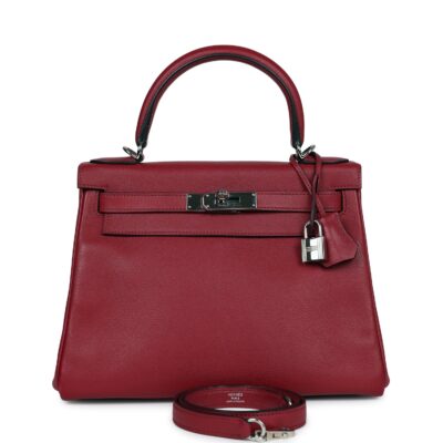 Hermes Kelly Retourne 28 Rouge Grenat Evercolor PHW