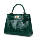 Hermes Kelly Sellier 25 Emerald Shiny Alligator GHW