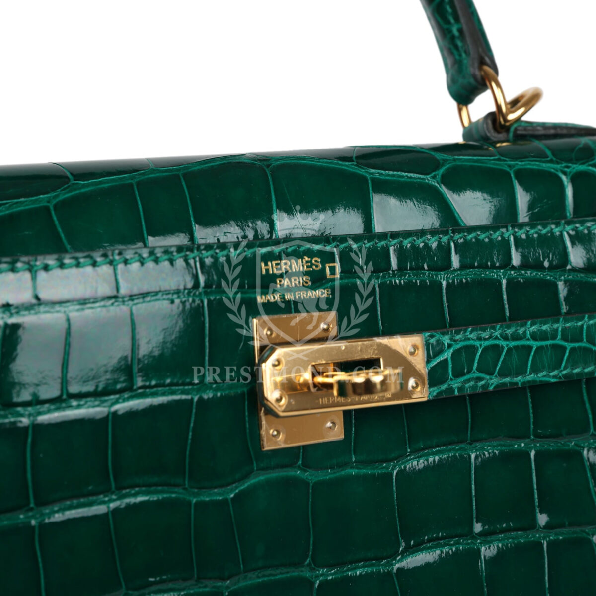 Hermes Kelly Sellier 25 Emerald Shiny Alligator GHW — изображение 7