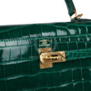 Hermes Kelly Sellier 25 Emerald Shiny Alligator GHW