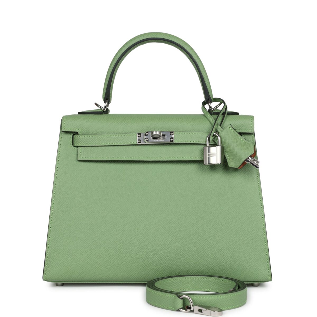 Hermes Special Order (HSS) Kelly Sellier 25 Vert Criquet Verso Epsom PHW