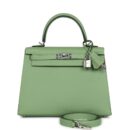 Hermes Special Order (HSS) Kelly Sellier 25 Vert Criquet Verso Epsom PHW