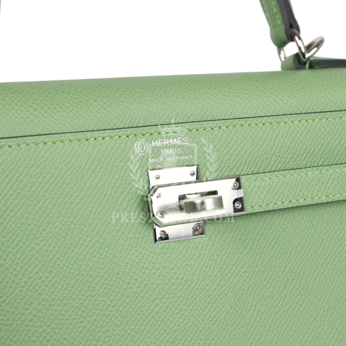 Hermes Special Order (HSS) Kelly Sellier 25 Vert Criquet Verso Epsom PHW — изображение 7