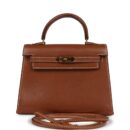 Vintage Hermes Micro Kelly Sellier 15 GHW Courchevel GHW