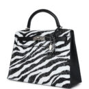 Custom Zebra Swarovski Crystal Hermes Kelly Sellier 32 Black Epsom PHW
