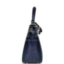 Hermes Special Order (HSS) Kelly Sellier 25 Vert Vertigo and Bleu Iris Ostrich Brushed GHW