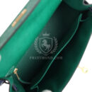 Hermes Special Order (HSS) Kelly Sellier 25 Vert Vertigo and Bleu Iris Ostrich Brushed GHW