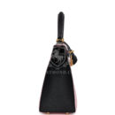 Hermes Special Order (HSS) Kelly Sellier 25 Rose Sakura and Black Chevre Mysore Brushed GHW