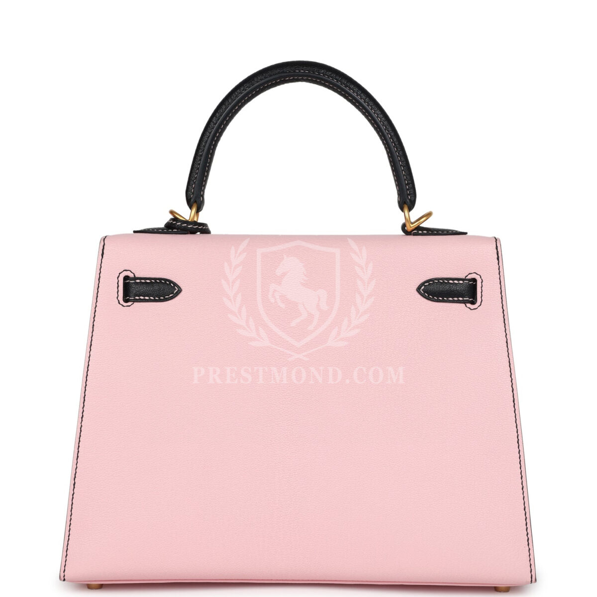 Hermes Special Order (HSS) Kelly Sellier 25 Rose Sakura and Black Chevre Mysore Brushed GHW — изображение 4