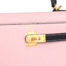 Hermes Special Order (HSS) Kelly Sellier 25 Rose Sakura and Black Chevre Mysore Brushed GHW