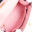 Hermes Special Order (HSS) Kelly Sellier 25 Rose Sakura and Black Chevre Mysore Brushed GHW
