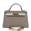 Hermes Special Order (HSS) Kelly Sellier 20 Craie and Gris Asphalte Epsom PBHW