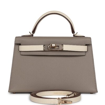 Hermes Special Order (HSS) Kelly Sellier 20 Craie and Gris Asphalte Epsom PBHW