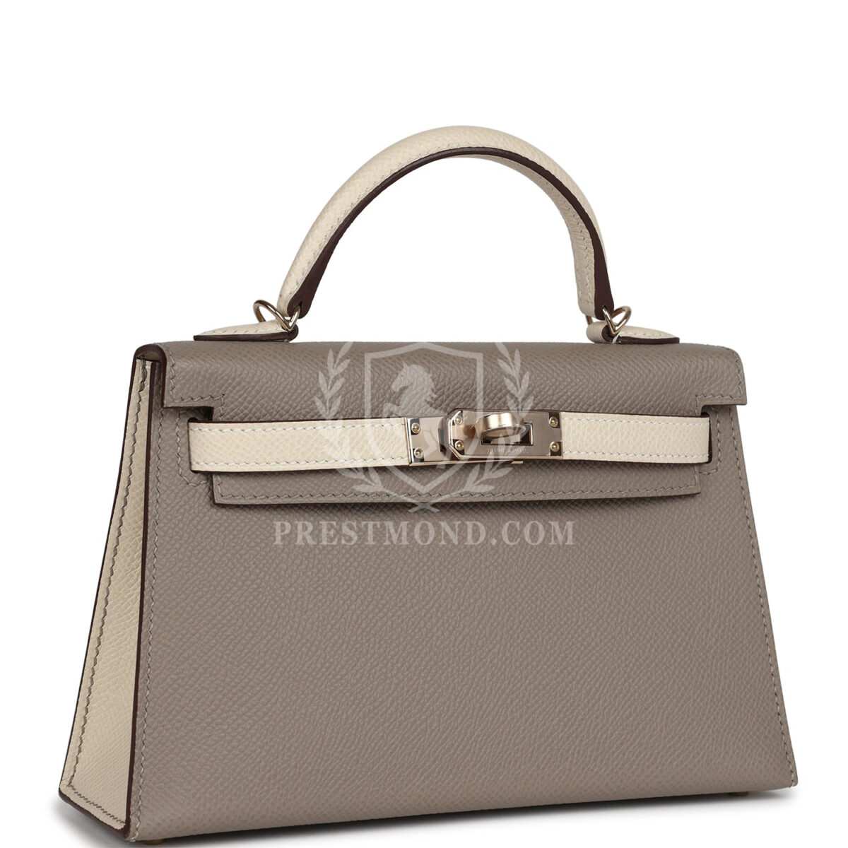 Hermes Special Order (HSS) Kelly Sellier 20 Craie and Gris Asphalte Epsom PBHW — изображение 2