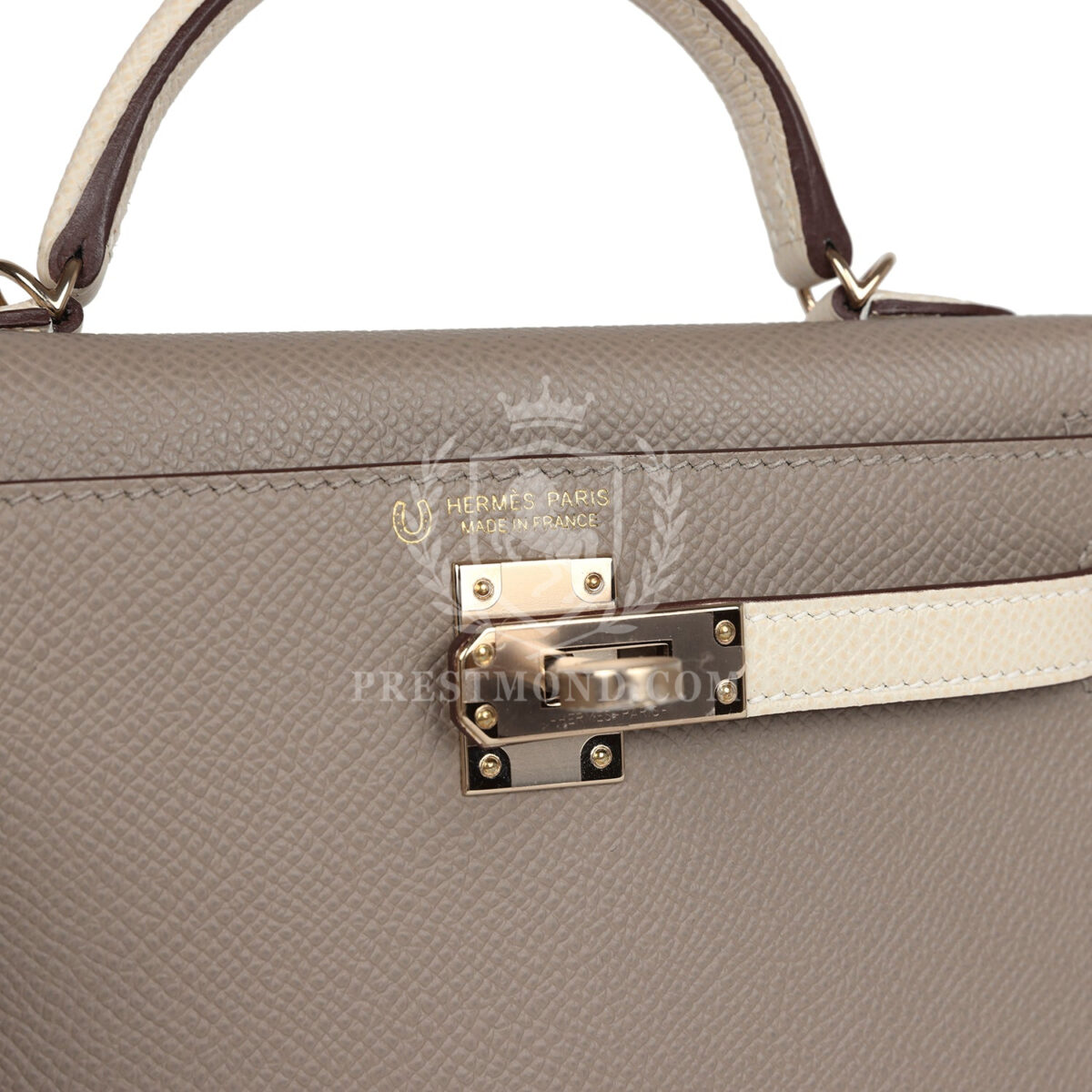 Hermes Special Order (HSS) Kelly Sellier 20 Craie and Gris Asphalte Epsom PBHW — изображение 7