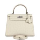 Hermes Kelly Sellier 25 Beton Ostrich PHW