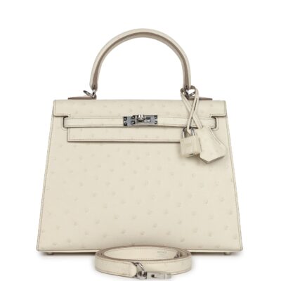 Hermes Kelly Sellier 25 Beton Ostrich PHW