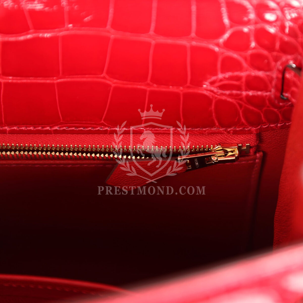 Hermes Kelly Sellier 25 Braise Shiny Alligator Mississippiensis GHW — изображение 9