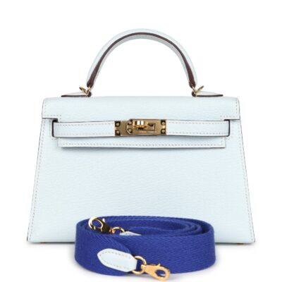 Hermes Kelly Sellier 20 Bleu Brume Chevre GHW