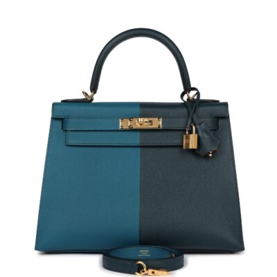 Hermes Kelly Sellier 28 Casaque Vert Cypres and Vert Bosphore Epsom GHW